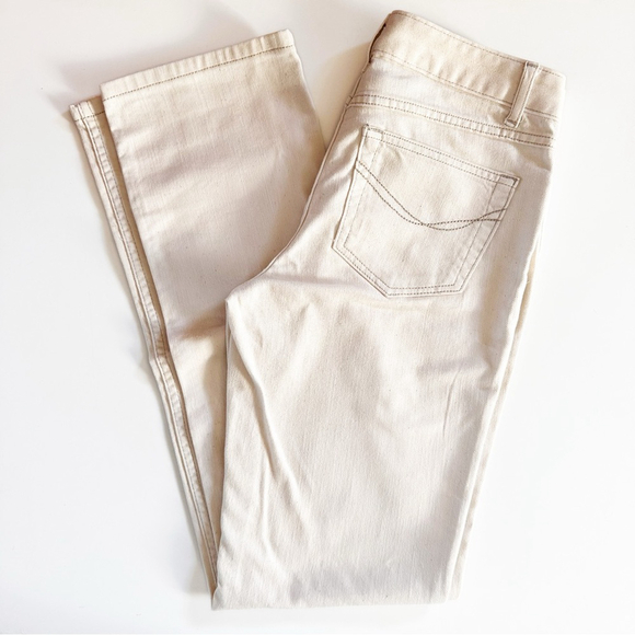 J. Jill Women's 2 Organic Cotton Stretch Slim Leg Cream Jeans - Picture 1 of 8